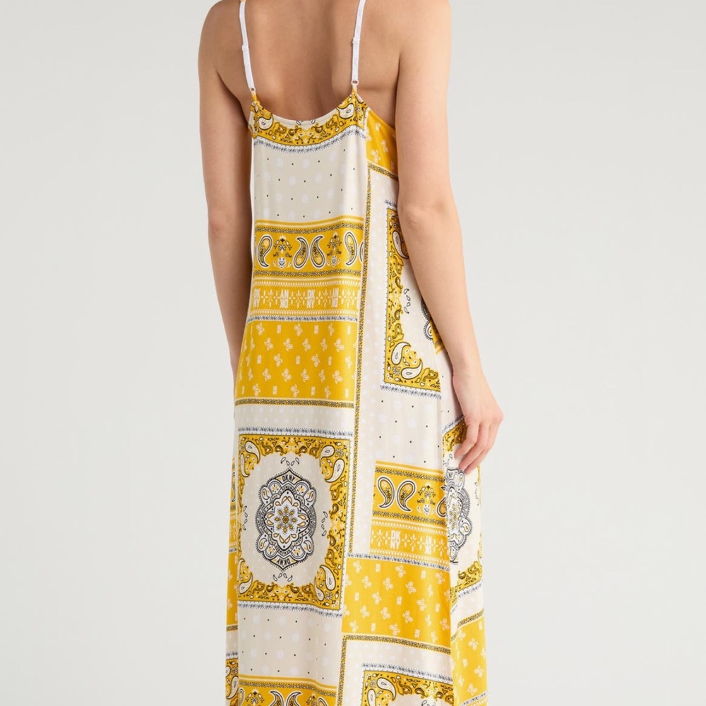 Yellow and White Patterned Maxi Dress